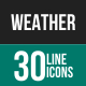 30 Weather Green & Black Line Icons