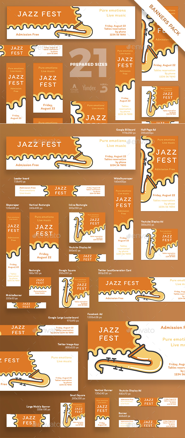 Jazz Festival Banner Pack - Banners & Ads Web Elements