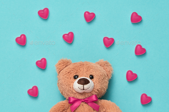 Valentines Day. Love.Teddy Bear with Sweets Hearts Stock Photo by 918Evgenij