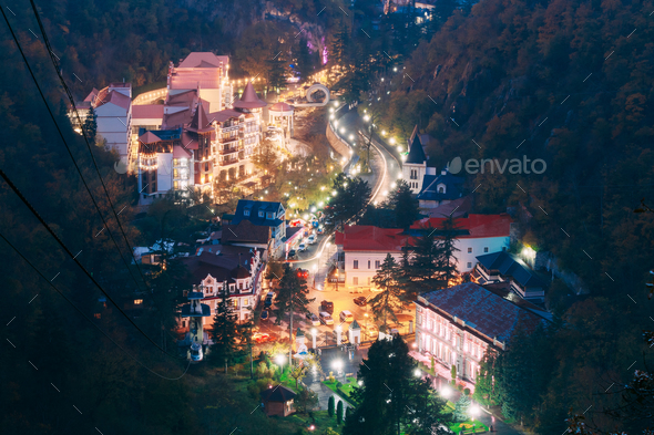 Borjomi, Samtskhe-Javakheti, Georgia. Aerial View Borjomi Citysc - Stock Photo - Images