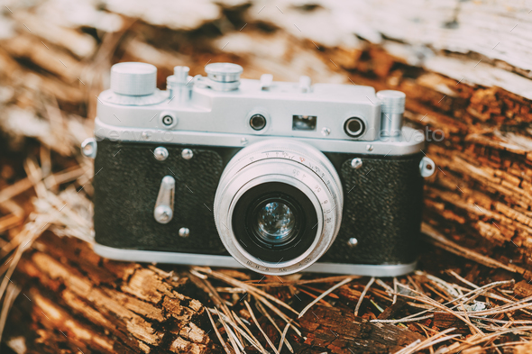 Old Vintage Small-Format Rangefinder Camera, 1950-1960s. Stock Photo by ...