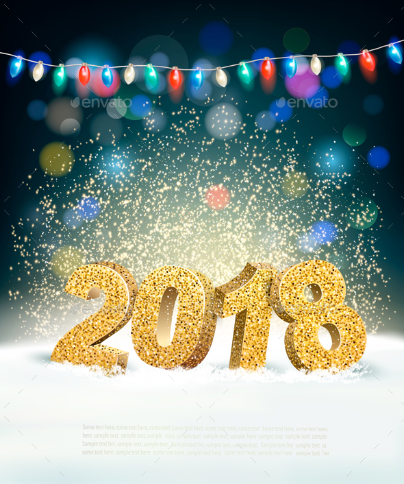 Happy New Year 2018 Background with Garland - New Year Seasons/Holidays