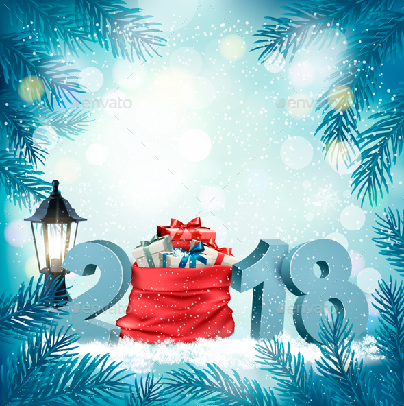 GraphicRiver Happy New Year 2018 Background with Presents and Red Sack 21188517 GraphicRiver Happy New Year 2018 Background with Presents and Red Sack 21188517