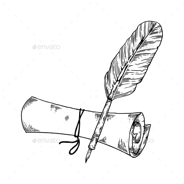 GraphicRiver Ancient Scroll and Pen Engraving Vector 21189072 GraphicRiver Ancient Scroll and Pen Engraving Vector 21189072