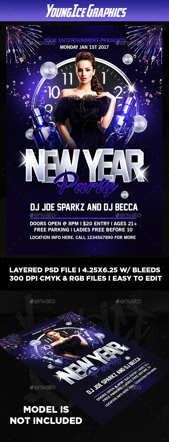 New Year Party Flyer Template - Clubs & Parties Events