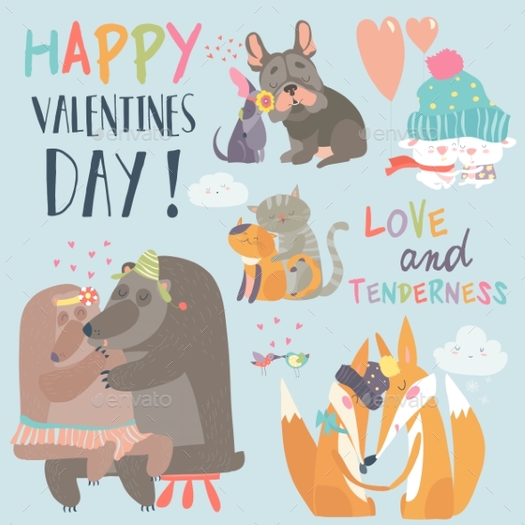 GraphicRiver Animal Couples in Love Collection 21189146 GraphicRiver Animal Couples in Love Collection 21189146
