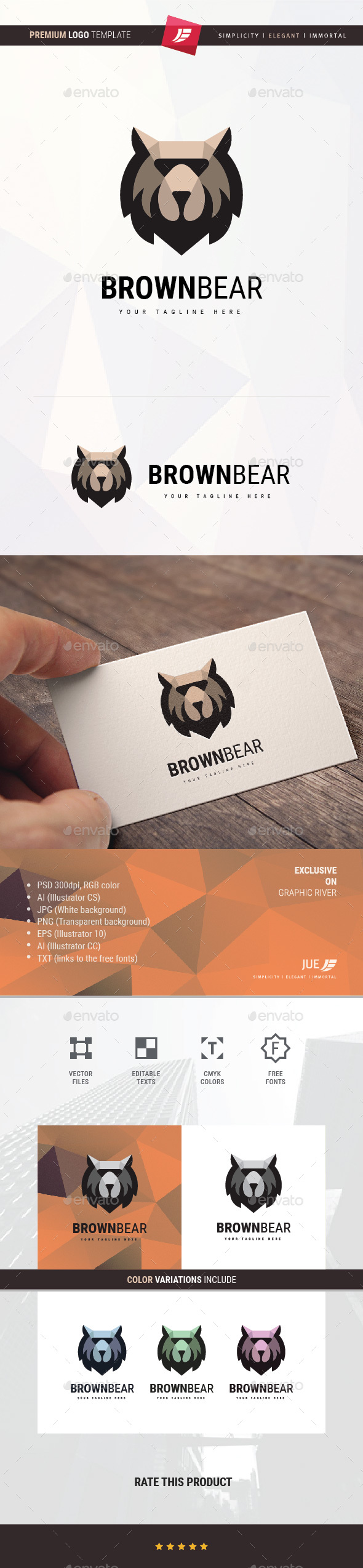 GraphicRiver Brown Bear Logo 21189694 GraphicRiver Brown Bear Logo 21189694