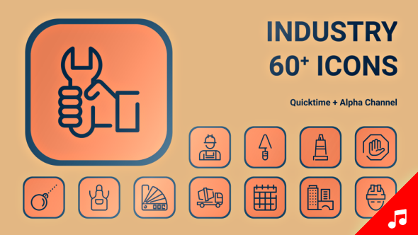 Construction Craft Industry Icon Set - line Motion Graphics Icons