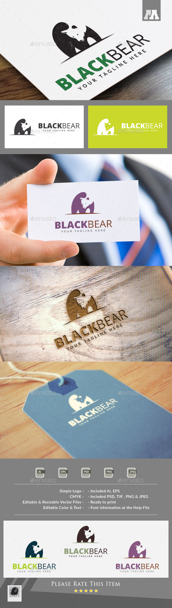 GraphicRiver Black Bear Logo 21190138