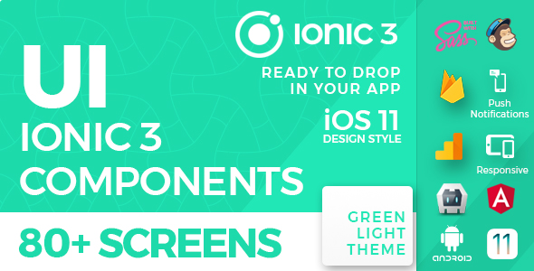 Ionic 3 UI Theme / Template App - iOS 11 style - Green Light - CodeCanyon Item for Sale