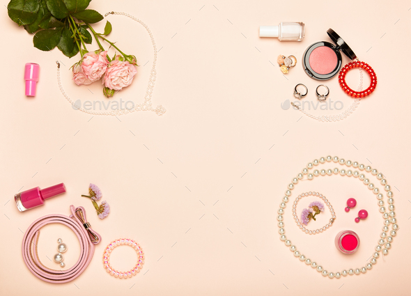 Fashionable Women's Cosmetics and Accessories - Stock Photo - Images