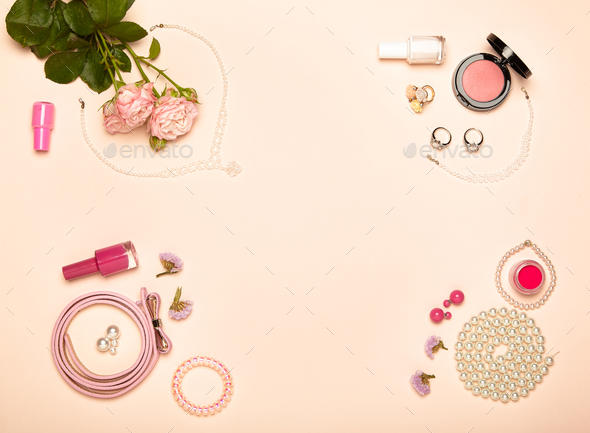Fashionable Women's Cosmetics and Accessories - Stock Photo - Images