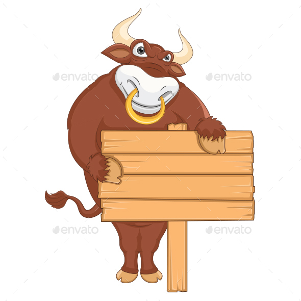 GraphicRiver Isolated Bull with Banner Vector Illustration 21192233