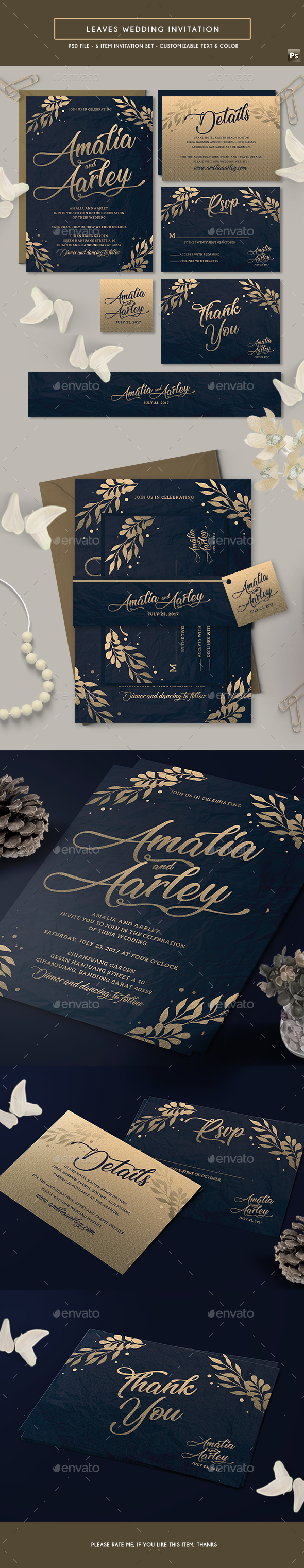 GraphicRiver Leaves Wedding Invitation 21193850 GraphicRiver Leaves Wedding Invitation 21193850