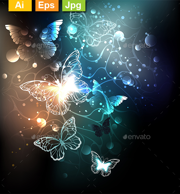 GraphicRiver Bright Night Butterflies 21194078 GraphicRiver Bright Night Butterflies 21194078