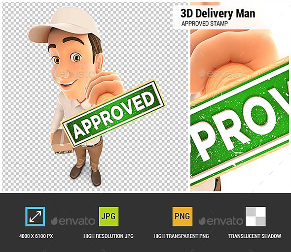 GraphicRiver 3D Delivery Man Approved Stamp 21194355 GraphicRiver 3D Delivery Man Approved Stamp 21194355