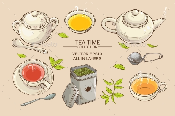 GraphicRiver Tea Set 21194358 GraphicRiver Tea Set 21194358