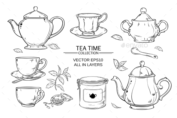 GraphicRiver Tea Set on White Background 21194416