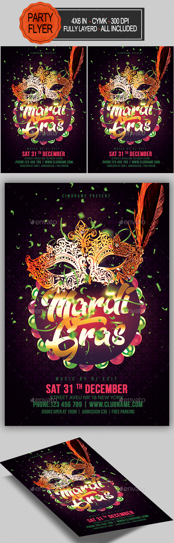 Carnival Mardi Gras Flyer - Clubs & Parties Events