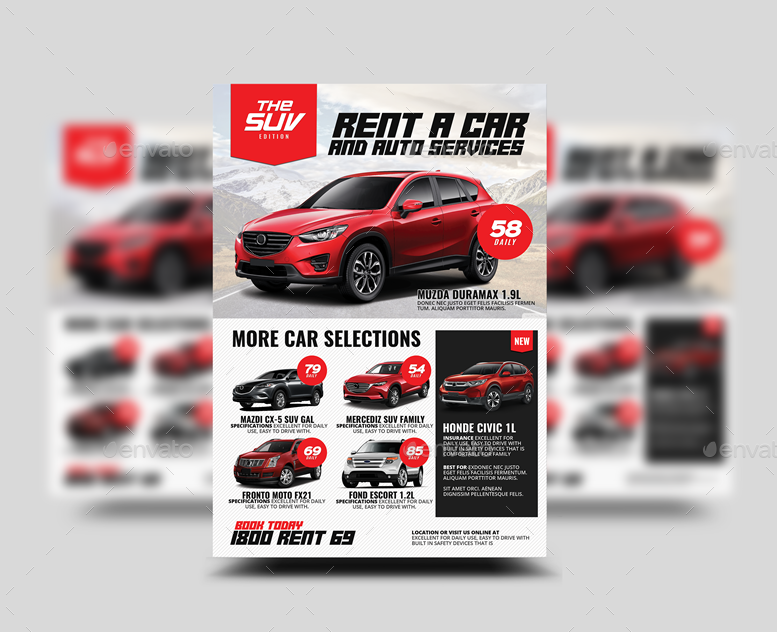 car rental promotional flyer by artchery graphicriver rental car flyers