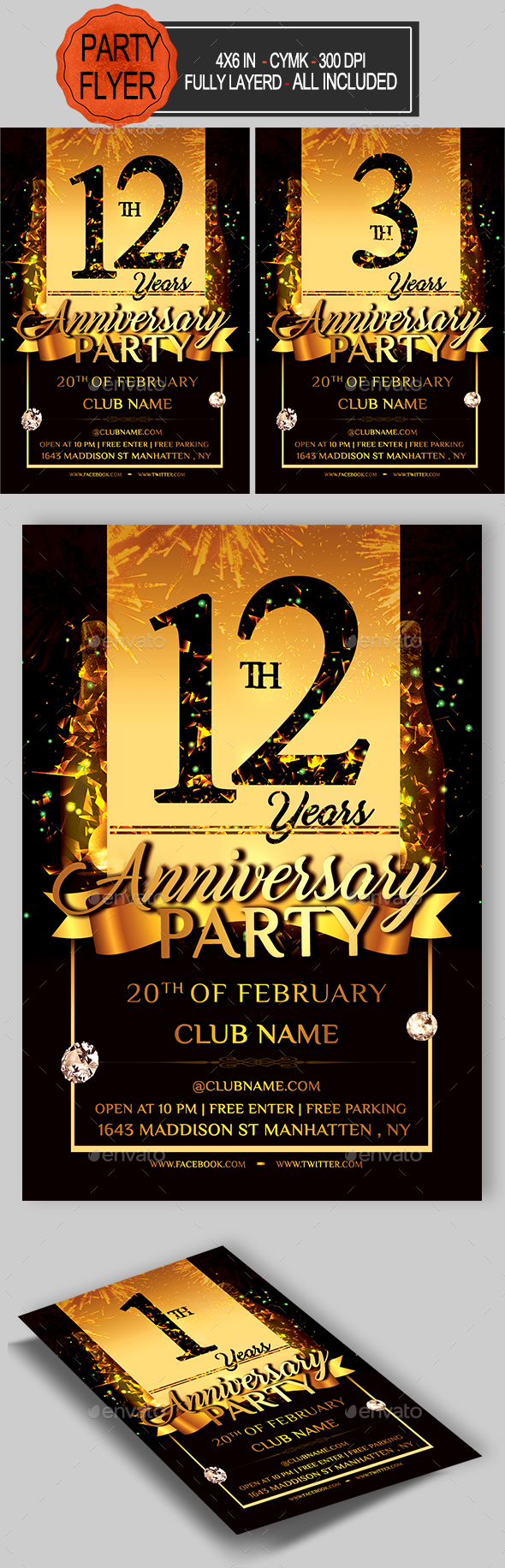 Anniversary Flyer - Clubs & Parties Events