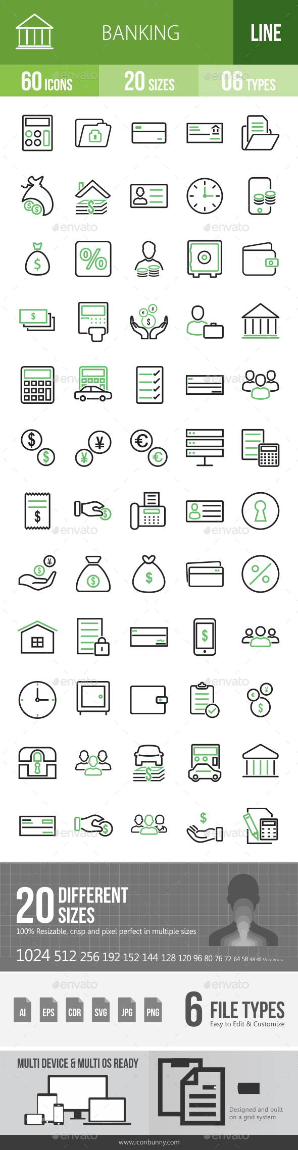 GraphicRiver 60 Banking Green & Black Line Icons 21195978 GraphicRiver 60 Banking Green & Black Line Icons 21195978