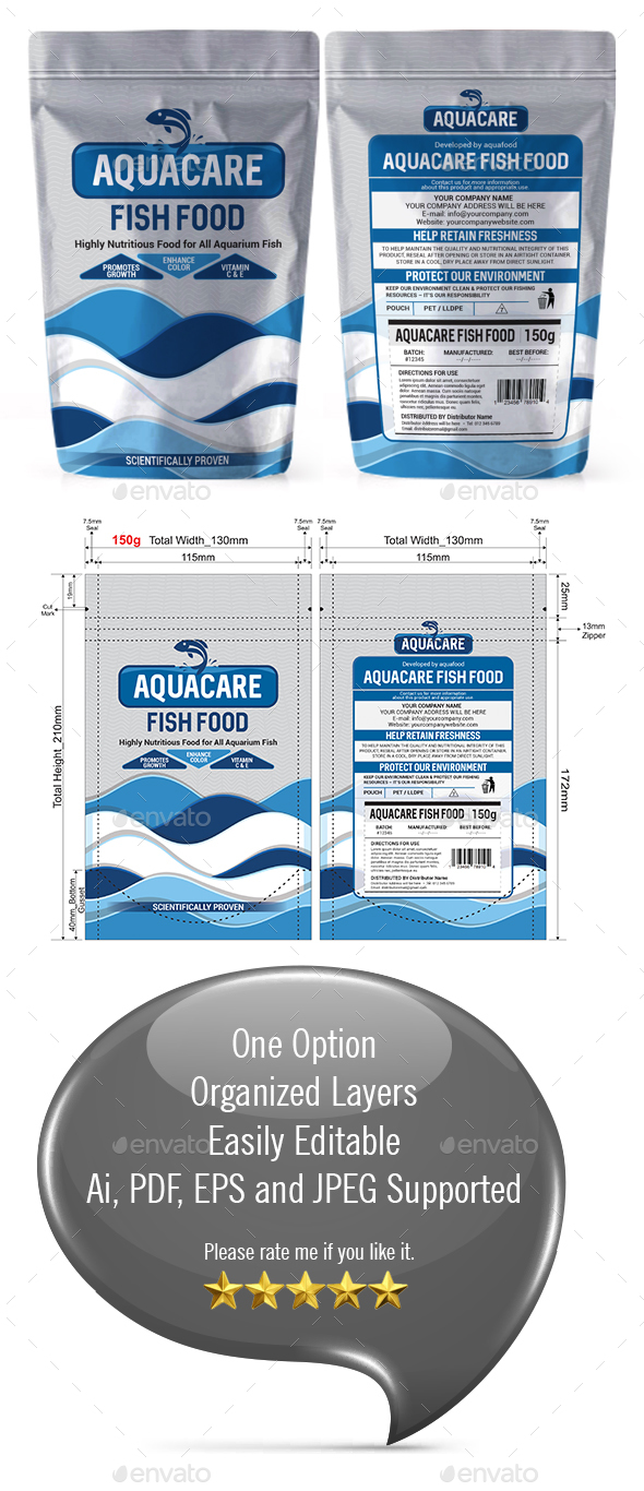 Fish Food Packaging Template - Packaging Print Templates