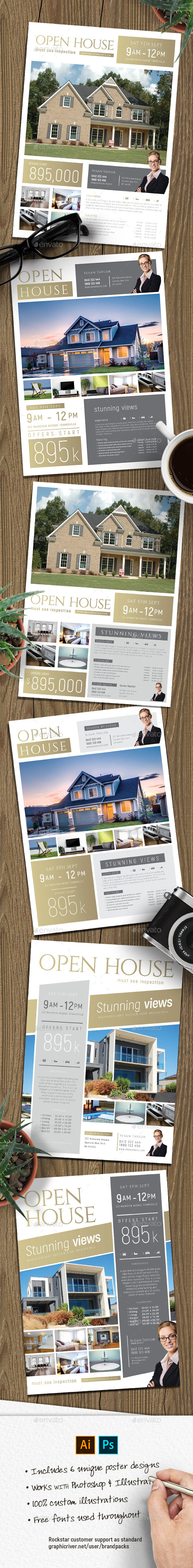 GraphicRiver Open House Poster Templates 21115690 GraphicRiver Open House Poster Templates 21115690
