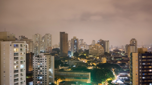 Sao Paulo Skyline Night  with Skyscrapper Buildings