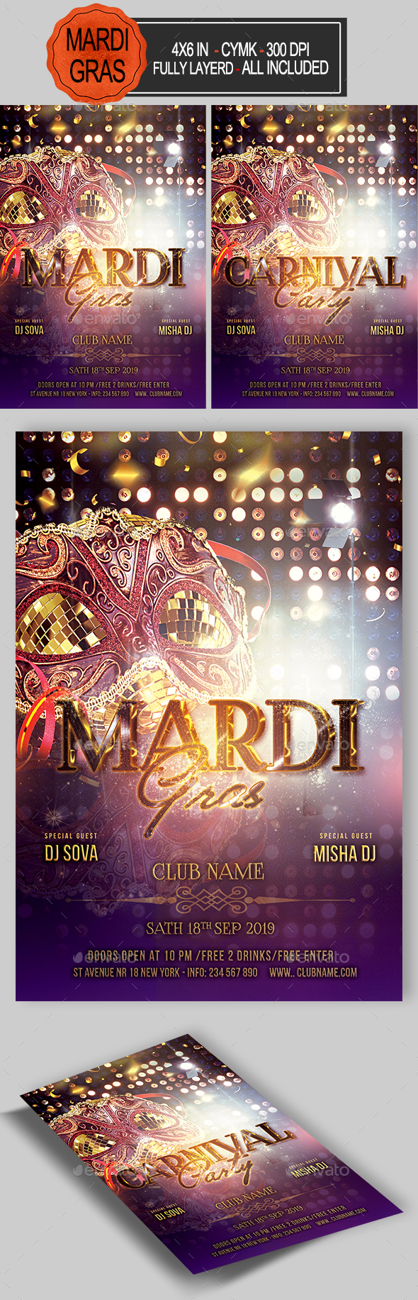 Carnival Mardi Gras Flyer - Holidays Events