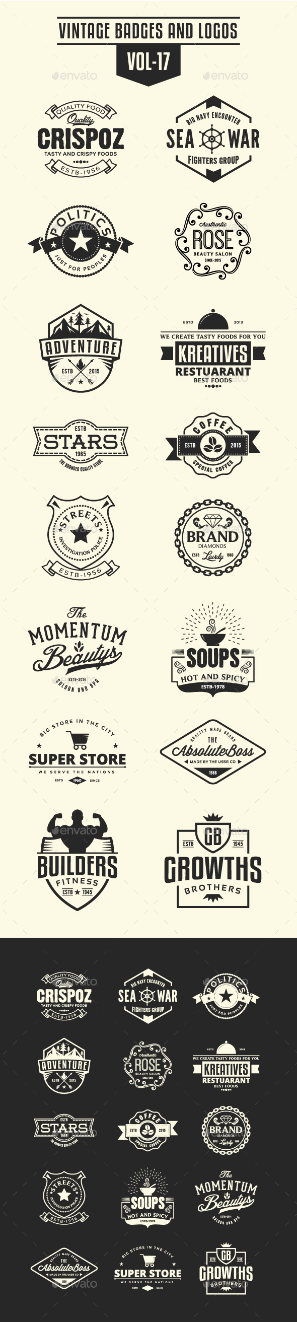 GraphicRiver Vintage Badges and Logos Vol-17 21197468 GraphicRiver Vintage Badges and Logos Vol-17 21197468