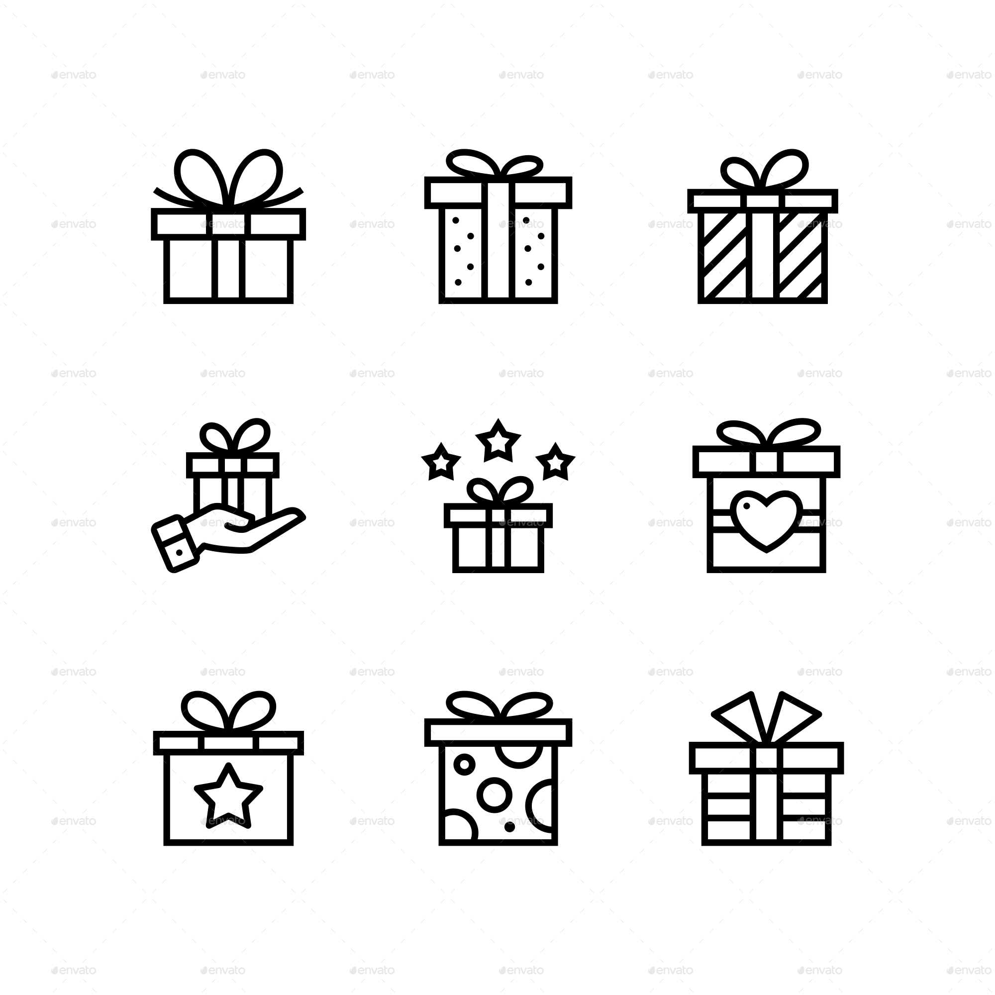 Gift, Present, Surprise Vector Simple Outline Icons for Web and Mobile Design Pack 1 in Web Icons - product preview 1