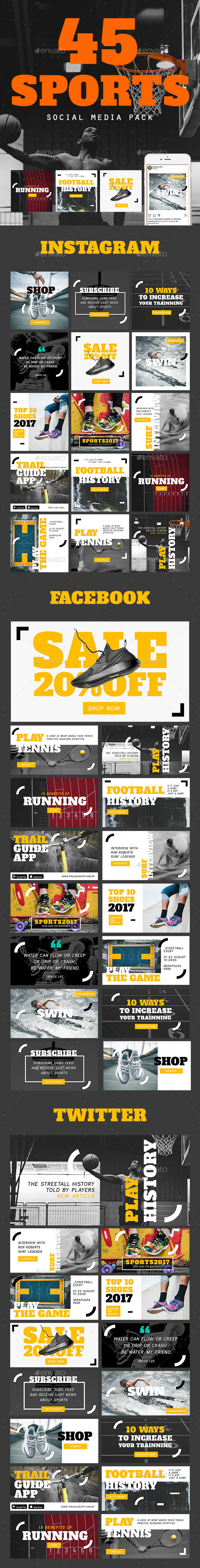 Sports Social Media Template Pack - Social Media Web Elements