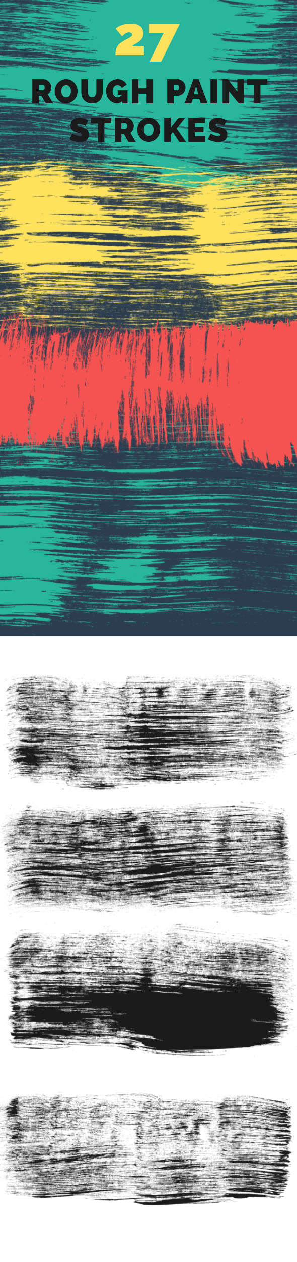 27 Rough paint strokes Photoshop brush set - Brushes Photoshop