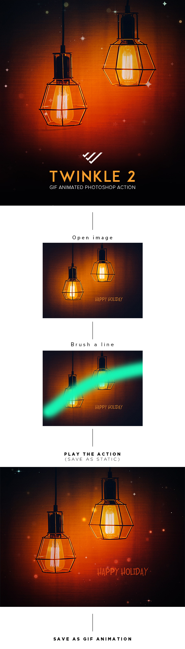 Gif Animated Twinkle 2 Photoshop Action - Photo Effects Actions