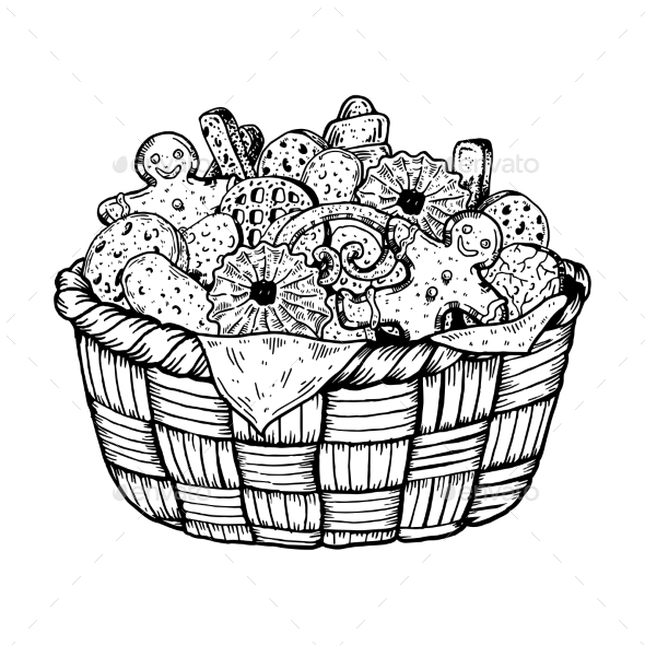 GraphicRiver Basket with Cookies Engraving Vector Illustration 21197871 GraphicRiver Basket with Cookies Engraving Vector Illustration 21197871