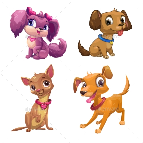 GraphicRiver Cartoon Little Puppies Set 21198212