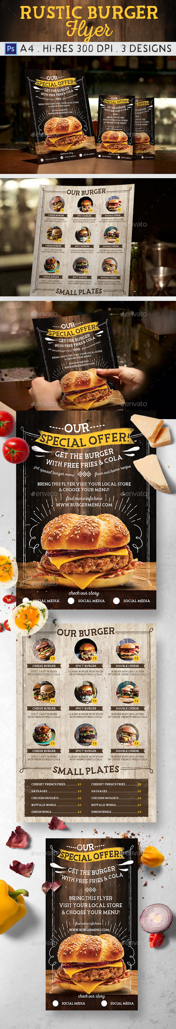 GraphicRiver Rustic Burger Flyer 21198270