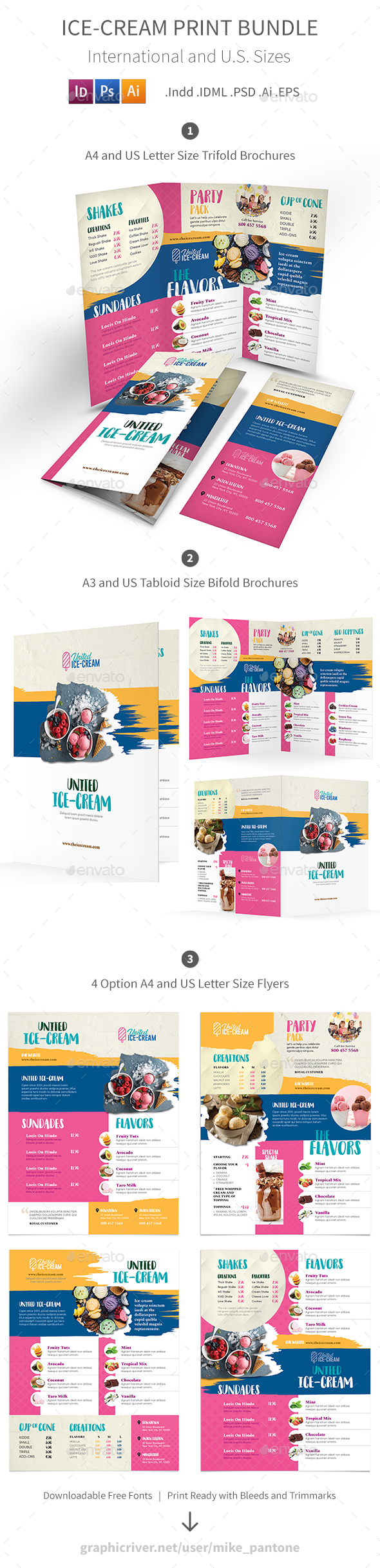 GraphicRiver Ice-cream Restaurant Print Bundle 3 21199226 GraphicRiver Ice-cream Restaurant Print Bundle 3 21199226