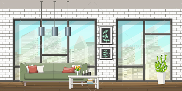 GraphicRiver Illustration of a Modern Living Room 21199280