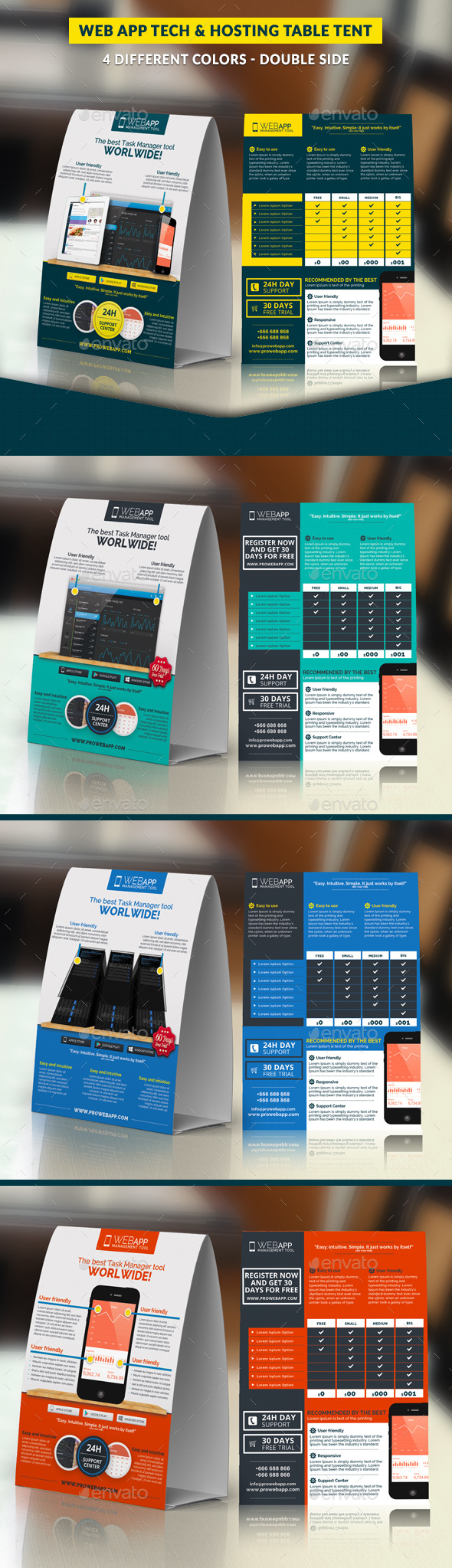 Web App Tech and Hosting Table Tent Template - Print Templates