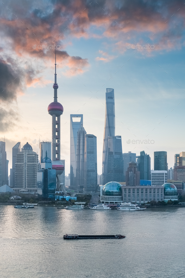 shanghai cityscape with morning glow Stock Photo by chuyu2014 | PhotoDune