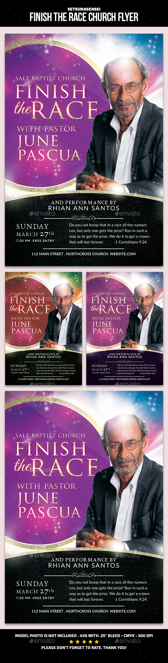 GraphicRiver Finish the Race Church Flyer 21199459