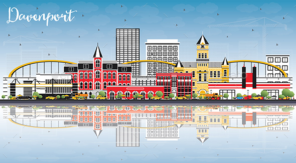 GraphicRiver Davenport Iowa Skyline with Color Buildings Blue Sky and Reflections 21199756 GraphicRiver Davenport Iowa Skyline with Color Buildings Blue Sky and Reflections 21199756