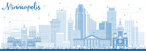 GraphicRiver Outline Minneapolis Minnesota USA Skyline with Blue Buildings 21199780 GraphicRiver Outline Minneapolis Minnesota USA Skyline with Blue Buildings 21199780
