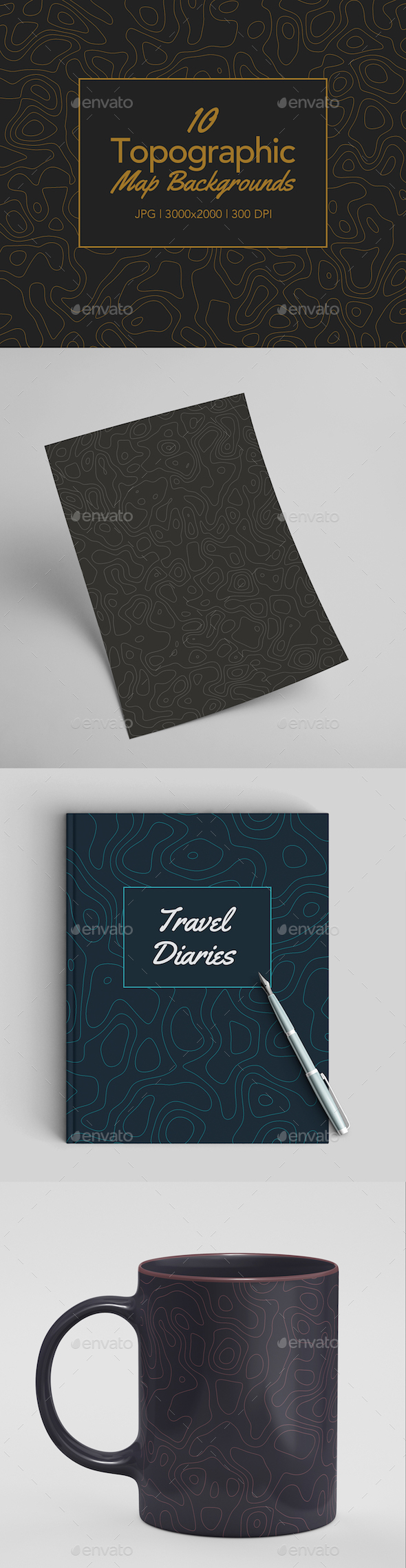 10 Topographic Map Backgrounds - Abstract Backgrounds