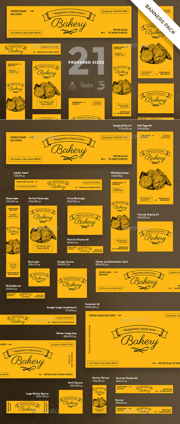 Bakery Banner Pack - Banners & Ads Web Elements