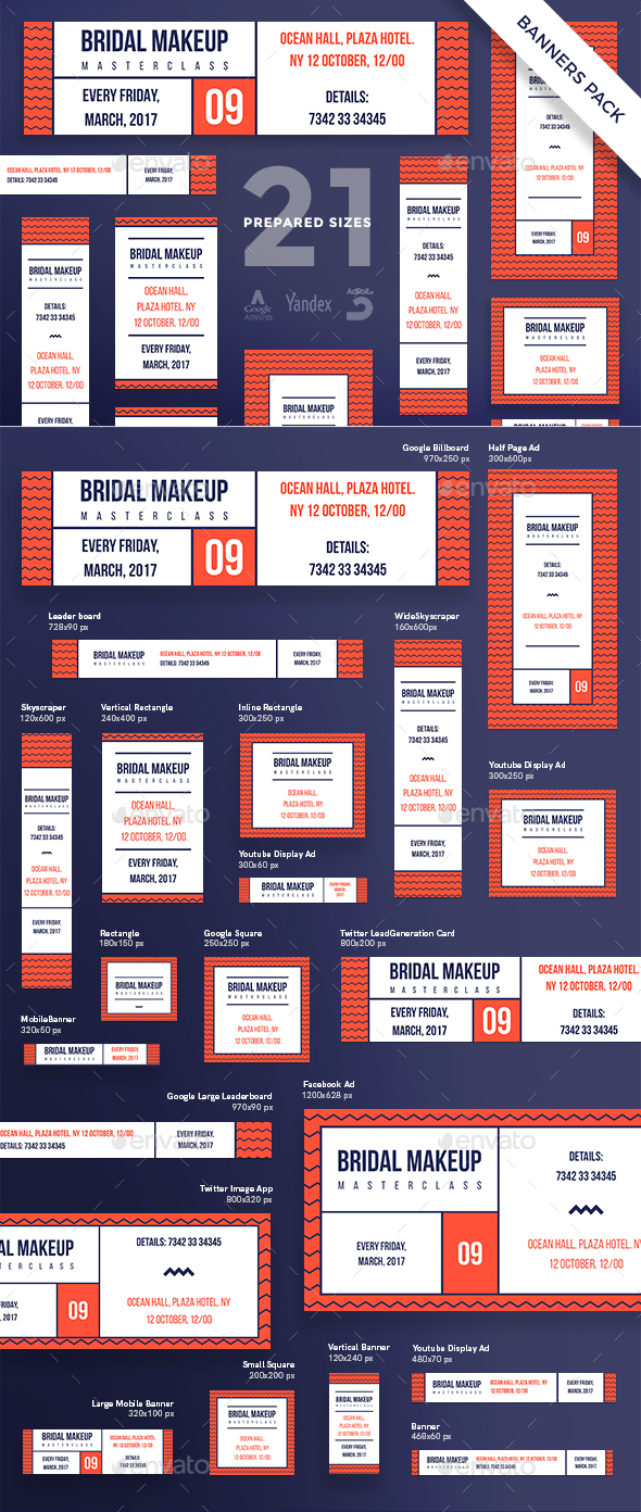 Bridal Makeup Banner Pack - Banners & Ads Web Elements