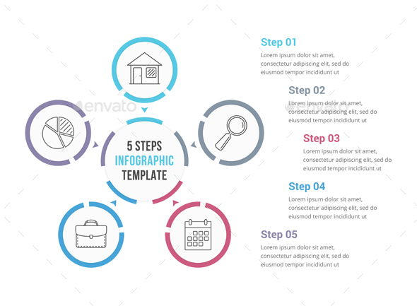 Circle Diagram with Five Elements - Infographics