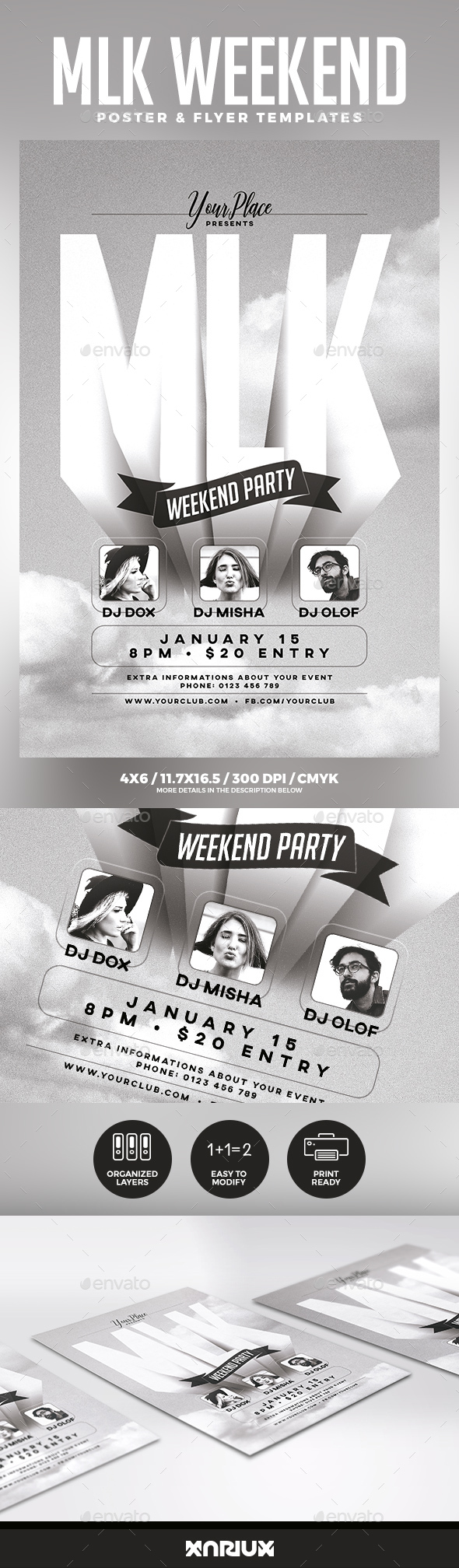 MLK Weekend Party Flyer & Poster - Holidays Events